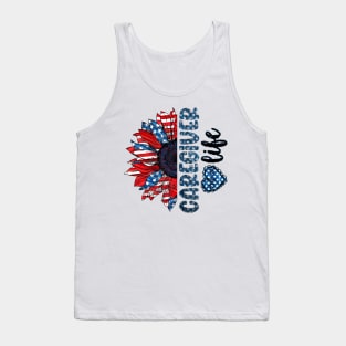 CNA Life American Flag Sunflower Happy Independence Day Tank Top